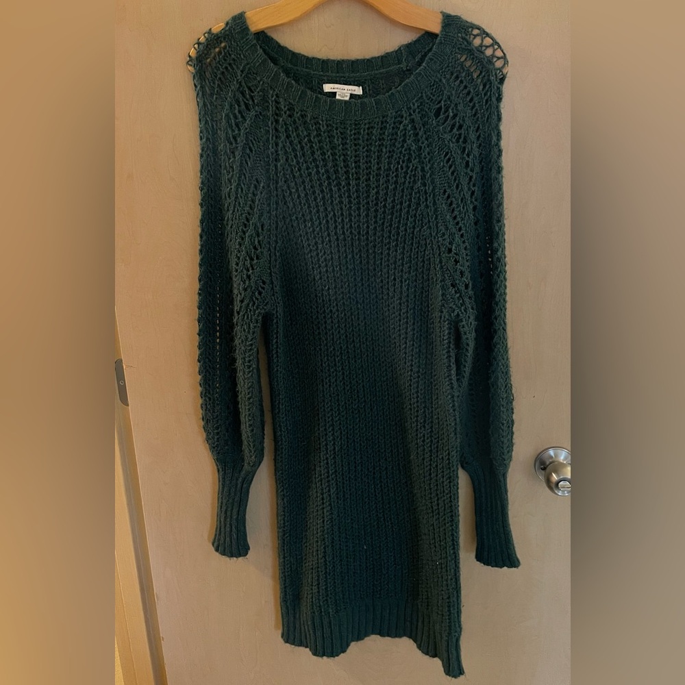 Dark Green Midi Knit Sweater Dress